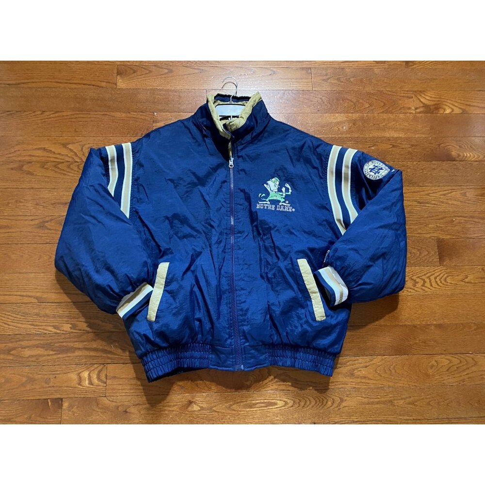 Vintage Pro Player Notre Dame Fighting Irish REVERSIBLE Puffer Parka Coat XL
